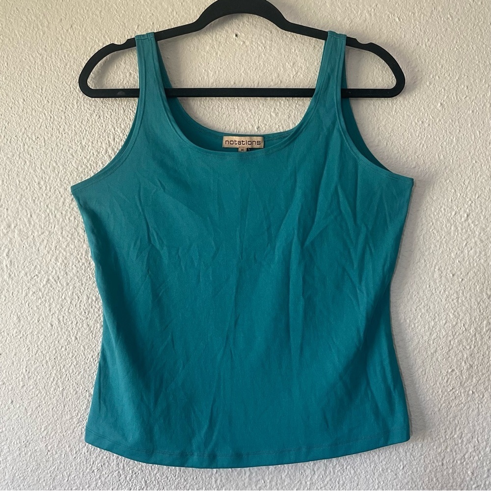 Notations Basic Tank Top Blouse Women’s M Teal Sleeveless Lightweight Stretch
